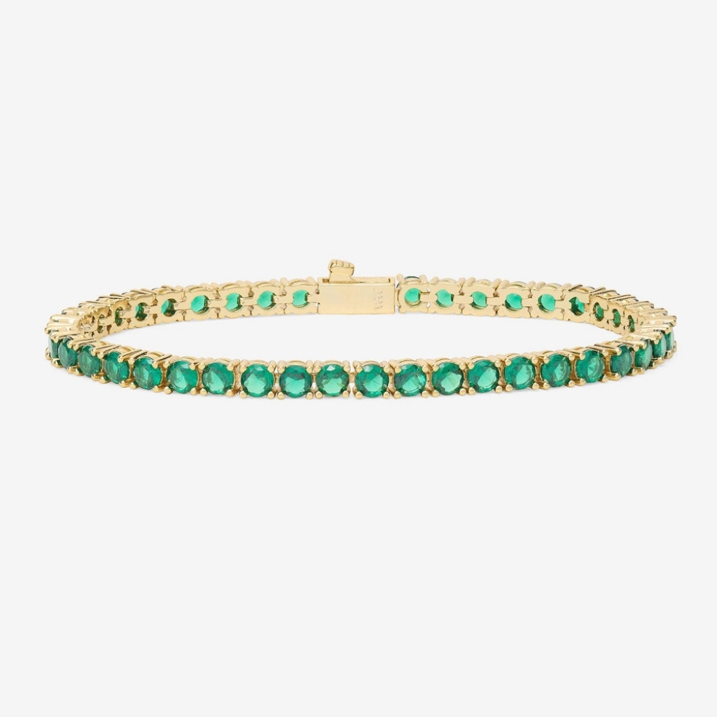 Melinda Maria Grand Heiress Tennis Bracelet Gold Emerald Green 75 - New Firm 85$